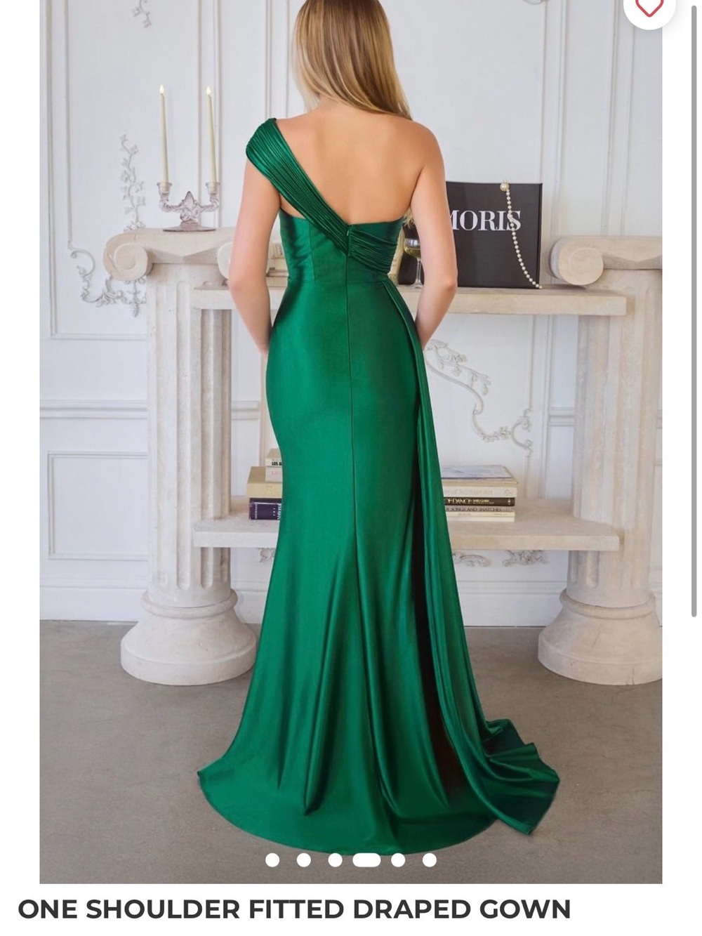One-Shoulder Gold Satin Evening Gown - Picture 5 of 5